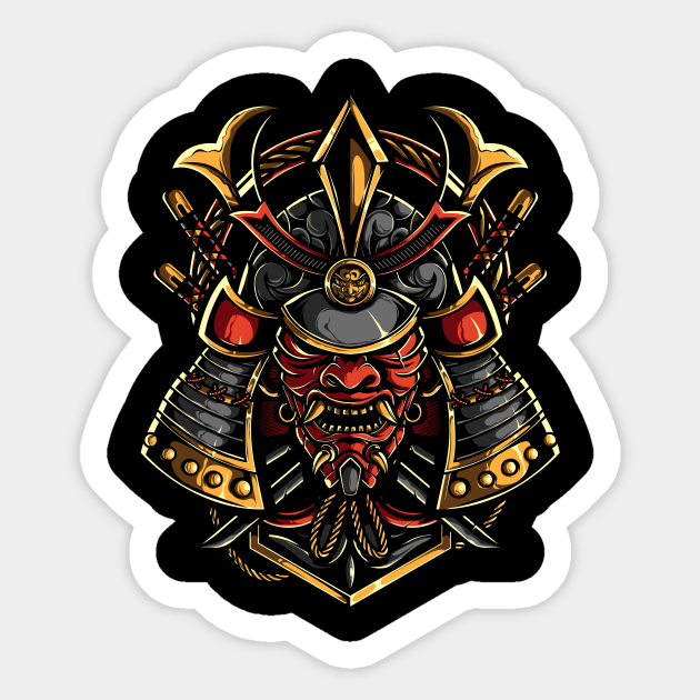 Oni Samurai Mask Sticker by djankrixzstudio